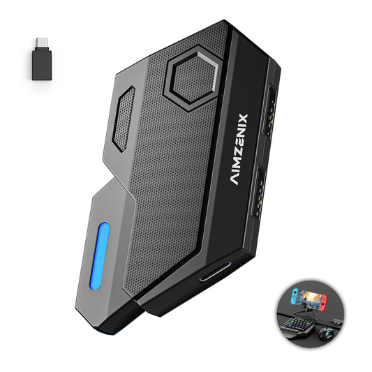 Keyboard and Mouse Adapter for Nintendo Switch/Xbox One/Xbox Series/PS4/PS3  AIMZENIX Game Controller Emulator Adapter  Perfect for Games Consoles for FPS  TPS and RTS [2023 Upgrade Version]