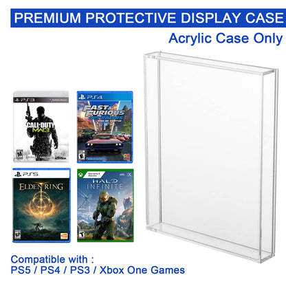CaSZLUTION Clear Acrylic Game Box Protector for PS3, PS4, PS5 & Xbox One - 3mm Thick Dustproof Display Case, Pack of 1