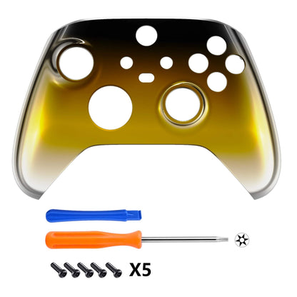eXtremeRate Tri-Color Gradient Shell for Xbox Controller - Black Gold Silver - FX3D410 - Durable Plastic Accessory Cover for Series X & S