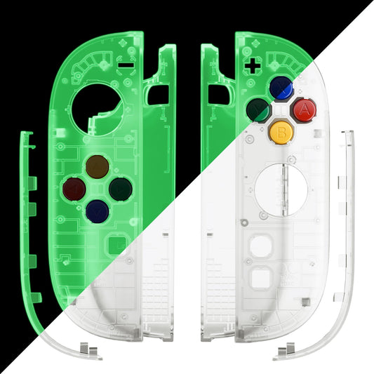 eXtremeRate Replacement Shell Buttons for Joycon 2  Housing Faceplate Case + Decorative Strips + ABXY Direction Keys + Tools for Nintendo Switch 2 Controller - Essence Version - Glow in Dark - Green