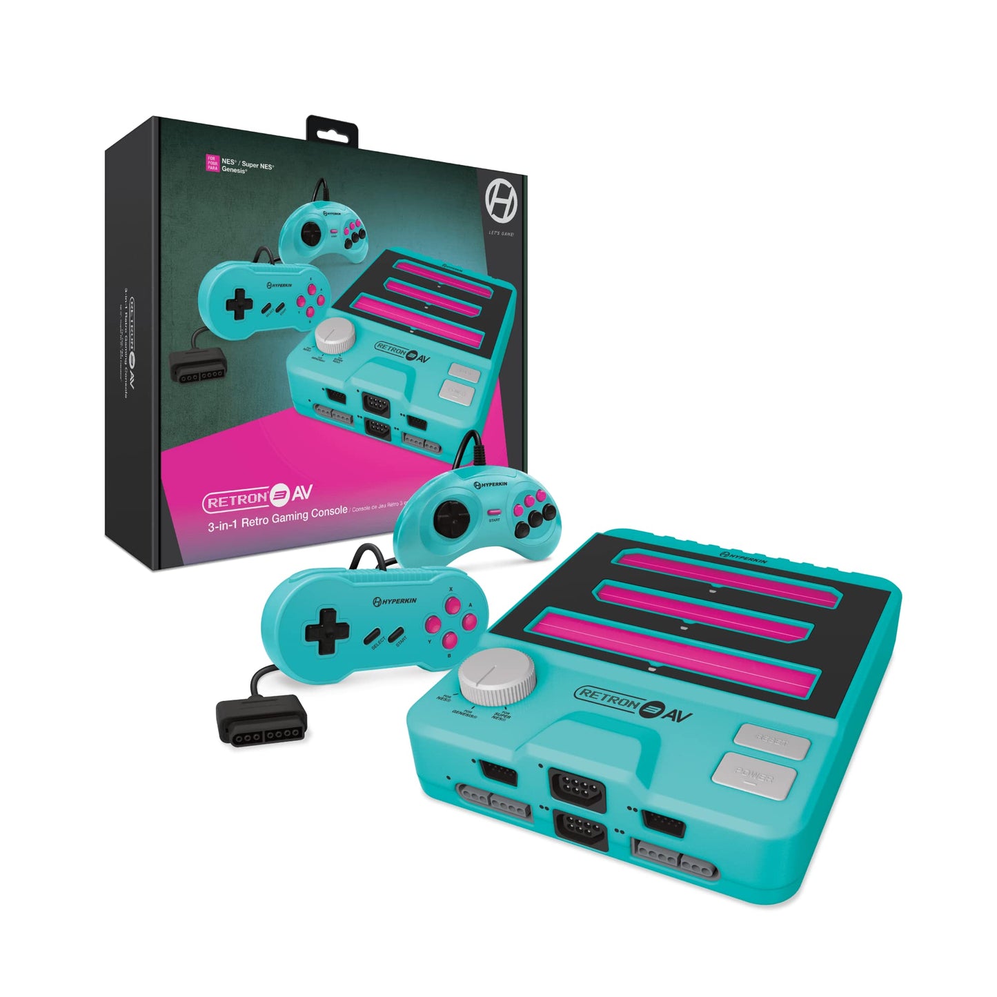 Hyperkin - RetroN 3 (3-in-1) AV Gaming Console Console System with Controllers for Nintendo NES/Super NES (SNES) / Super Famicom/Genesis  (Hyper Beach)