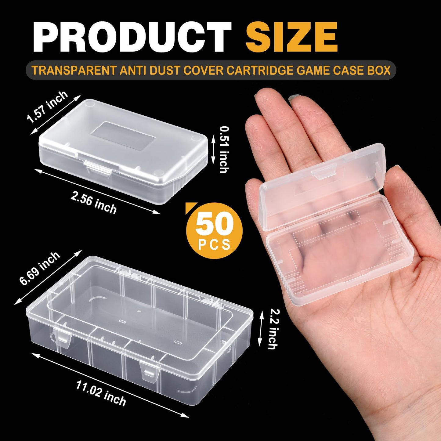 Reallnaive 16 Pcs Transparent Game Case Box for GBA DS 3DS DSI - Anti Dust, Big Storage, 2.56 x 1.57 Inch - Ideal for