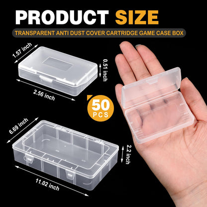Reallnaive 16 Pcs Transparent Game Case Box for GBA DS 3DS DSI - Anti Dust, Big Storage, 2.56 x 1.57 Inch - Ideal for