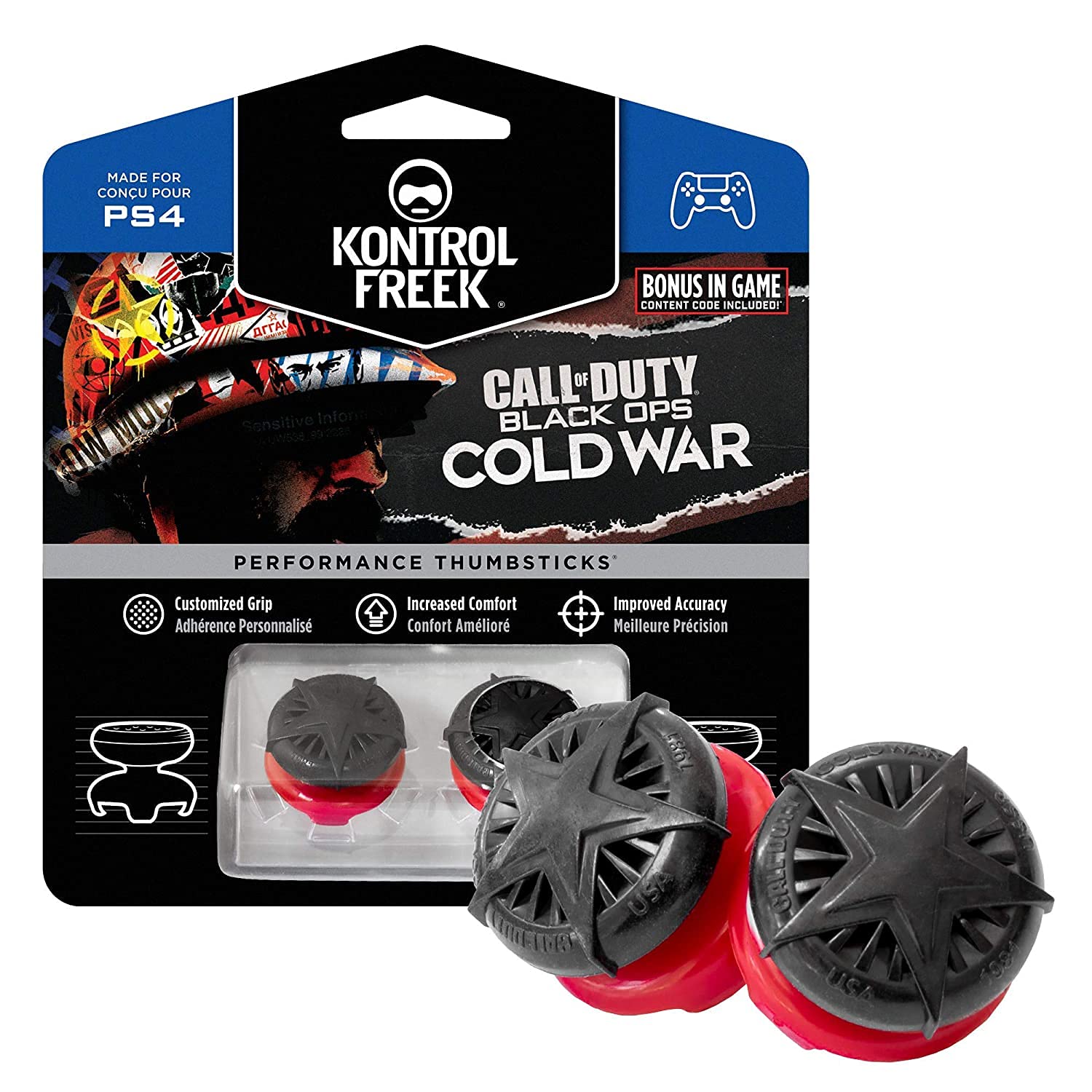 KontrolFreek Call of Duty: Black Ops Cold War Performance Thumbsticks for PlayStation 4 (PS4) and PlayStation 5 (PS5) | 2 High-R