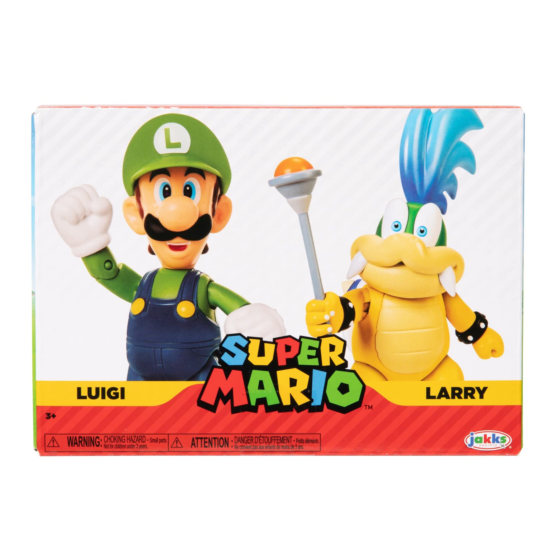 Super Mario 4 Action Figure 2 Pack - Luigi Vs. Larry Koopa, Collectible Toy Set