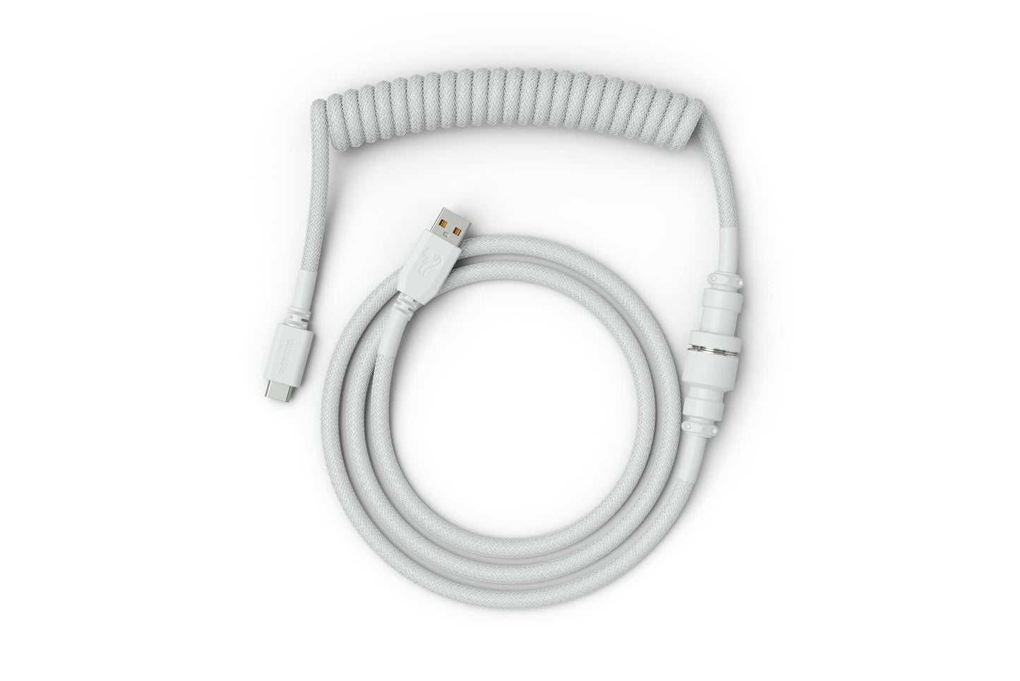 Glorious Coiled Keyboard Cable - USB C Artisan Braided Cables for Mechanical Gaming - Custom (White)