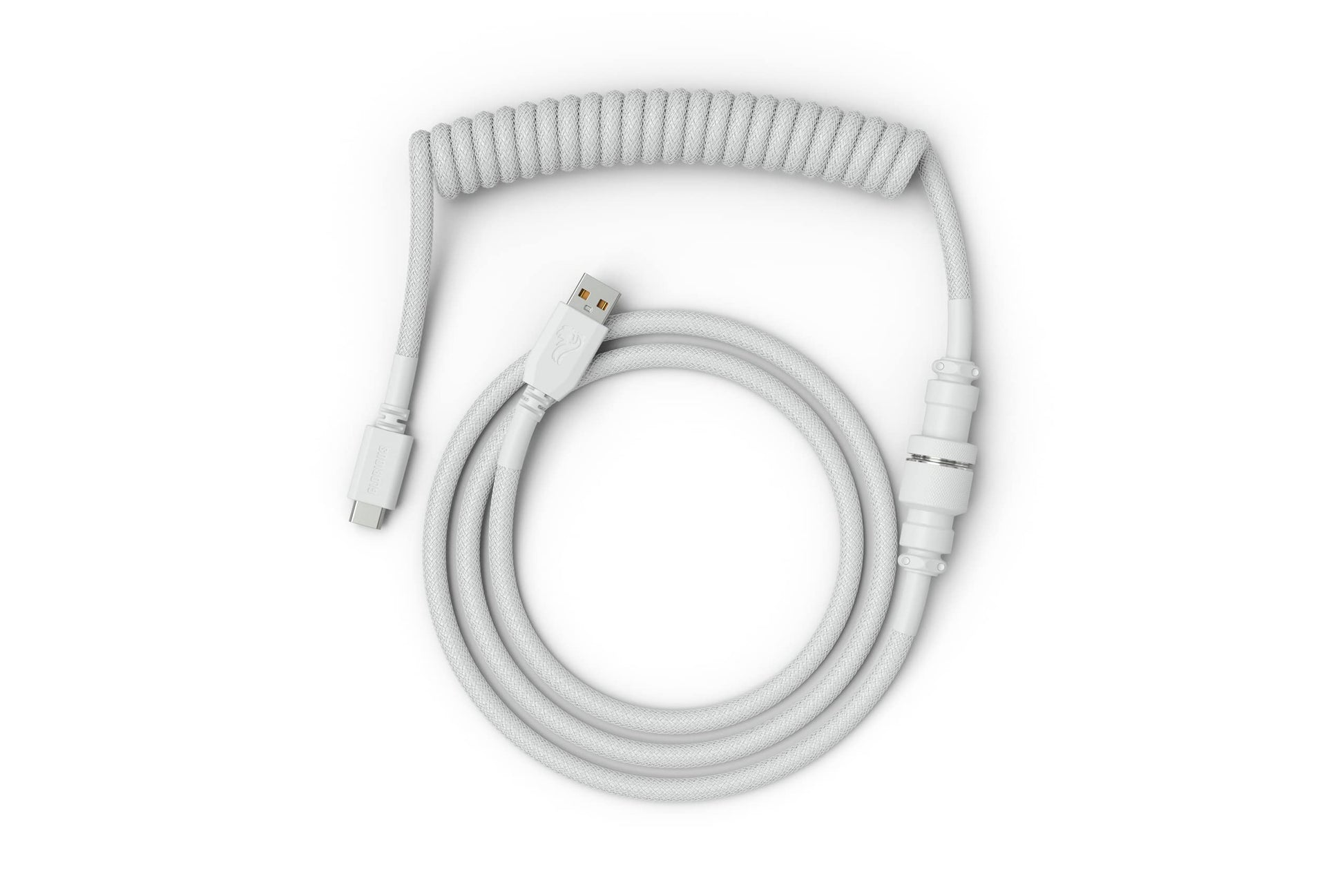 Glorious Coiled Keyboard Cable - USB C Artisan Braided Cables for Mechanical Gaming - Custom (White)