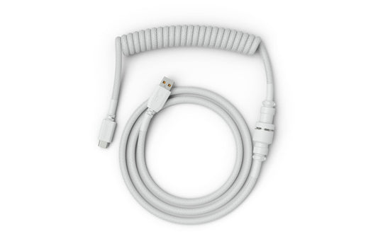 Glorious Coiled Keyboard Cable - USB C Artisan Braided Cables for Mechanical Gaming - Custom (White)