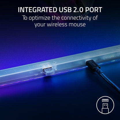 Razer Firefly V2 Pro RGB Gaming Mouse Mat - 15 Zone Lighting, USB-C, Micro Textured Surface, 14.2L x 11W inches, Phantom White