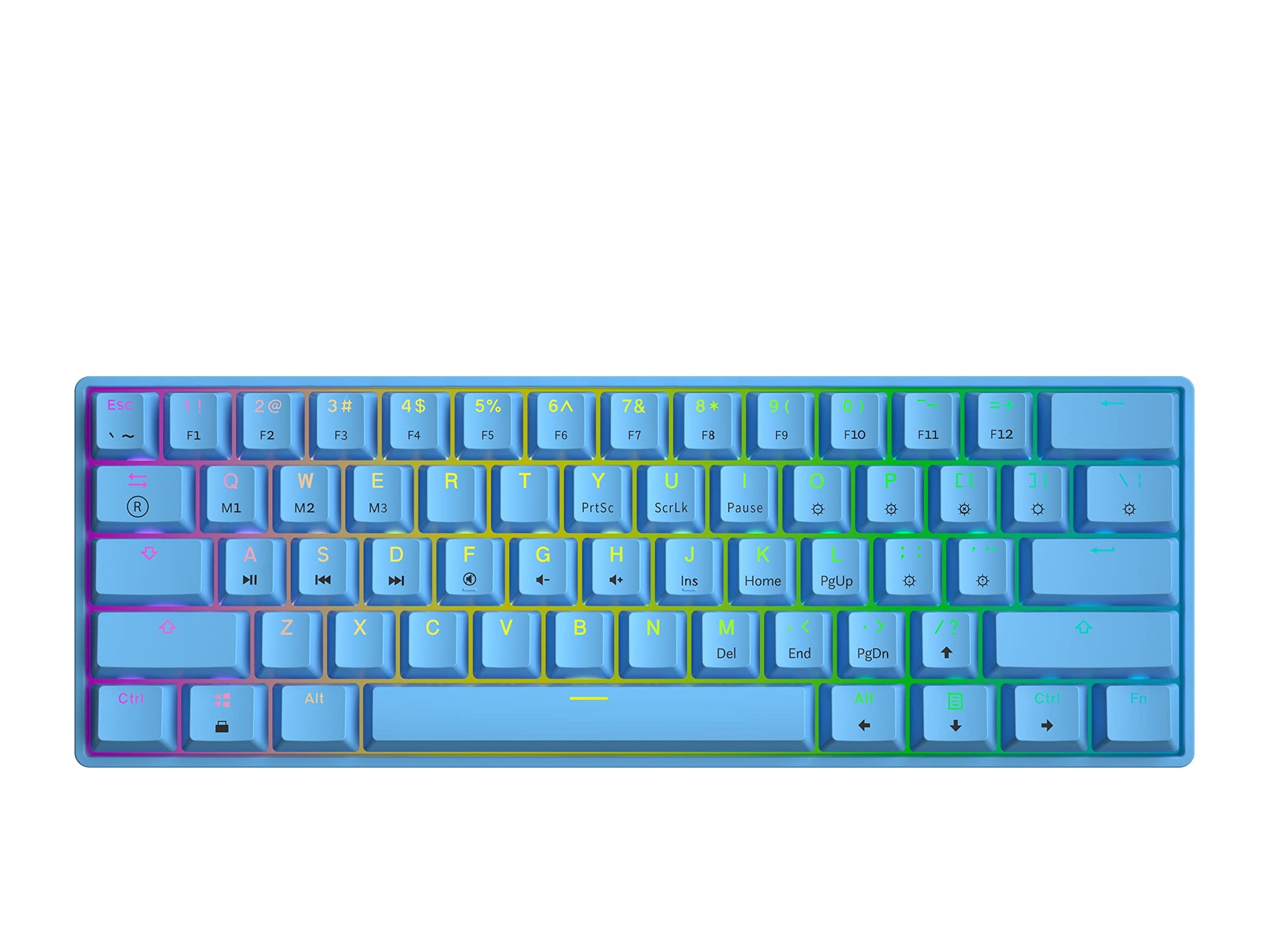 GK61 Mechanical Gaming Keyboard - 61 Keys Multi Color RGB Illuminated LED Backlit Wired Programmable for PC/Mac Gamer (Gateron Optical Red  Blue)