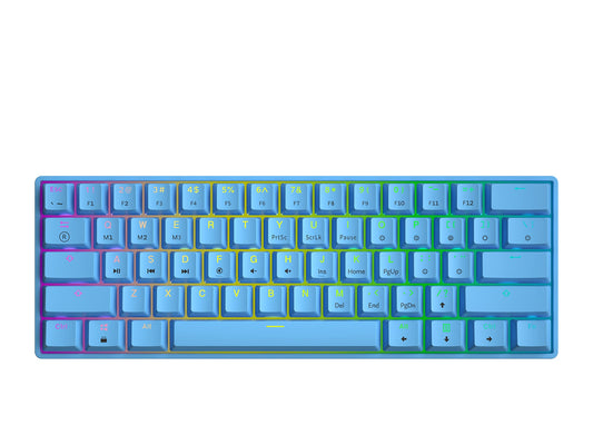 GK61 Mechanical Gaming Keyboard - 61 Keys Multi Color RGB Illuminated LED Backlit Wired Programmable for PC/Mac Gamer (Gateron Optical Red  Blue)