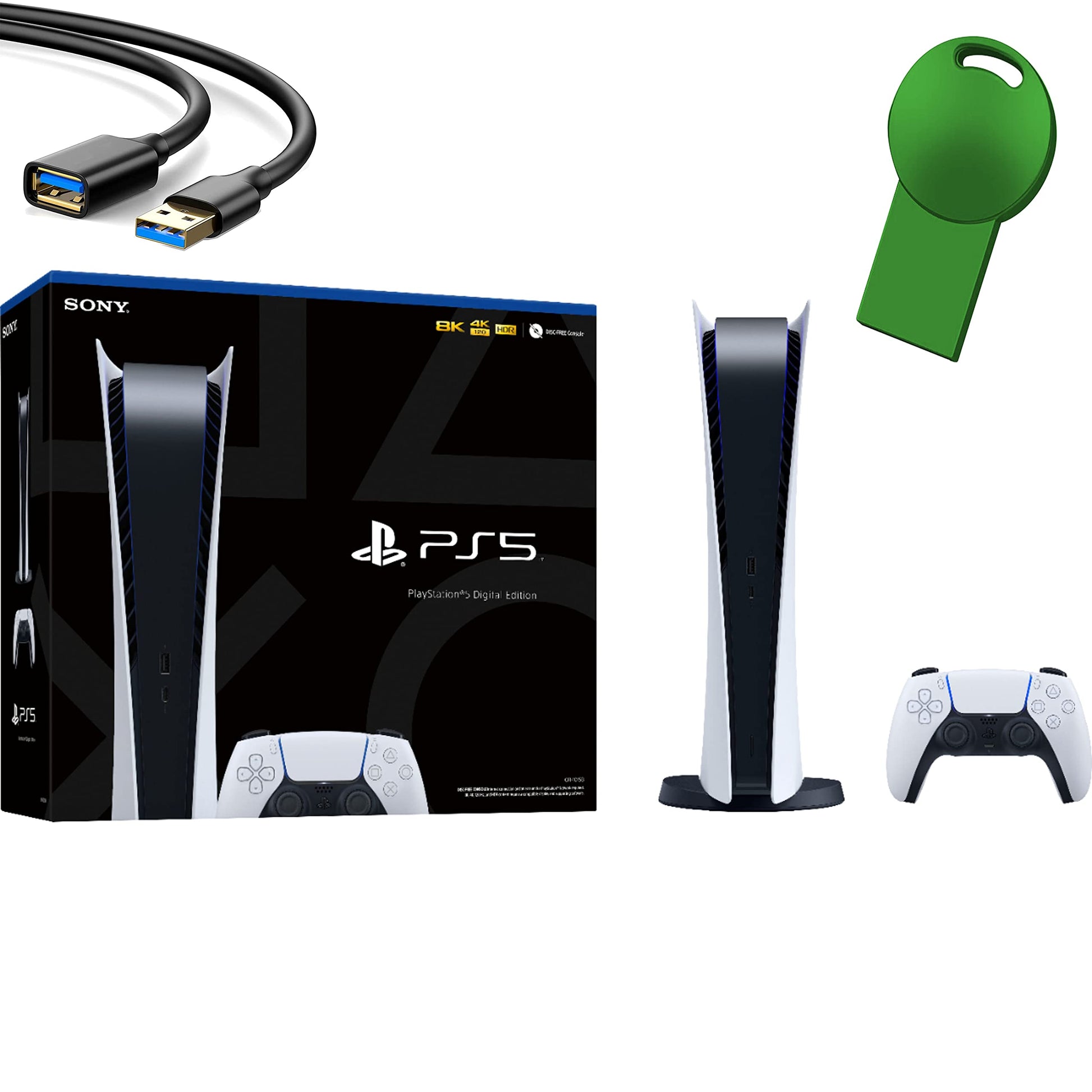 Sony PS5 PlayStation 5 Digital Edition Gaming Console + 1 Wireless Controller - 16GB GDDR6 Memory, 825GB SSD Storage, WiFi 6, Bl