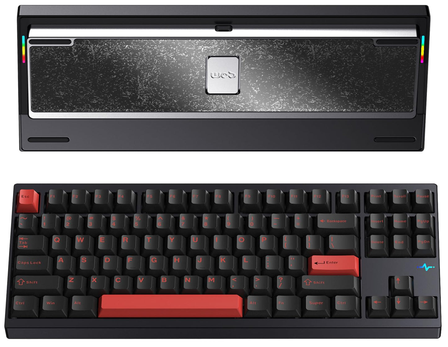 KEEBMONKEY WOBKEY Crush 80 Reboot CNC Aluminum 5-Second Quick-Release Triple-Mode Connectivity Mechanical Keyboard with Superior Acoustics (Lite Black)