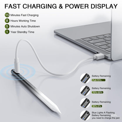 HATOKU iPad Pencil 1st Gen with Tilt & Palm Rejection, Fast Charging, Black/White, Model ID732, Compatible with iPad 2018-2025