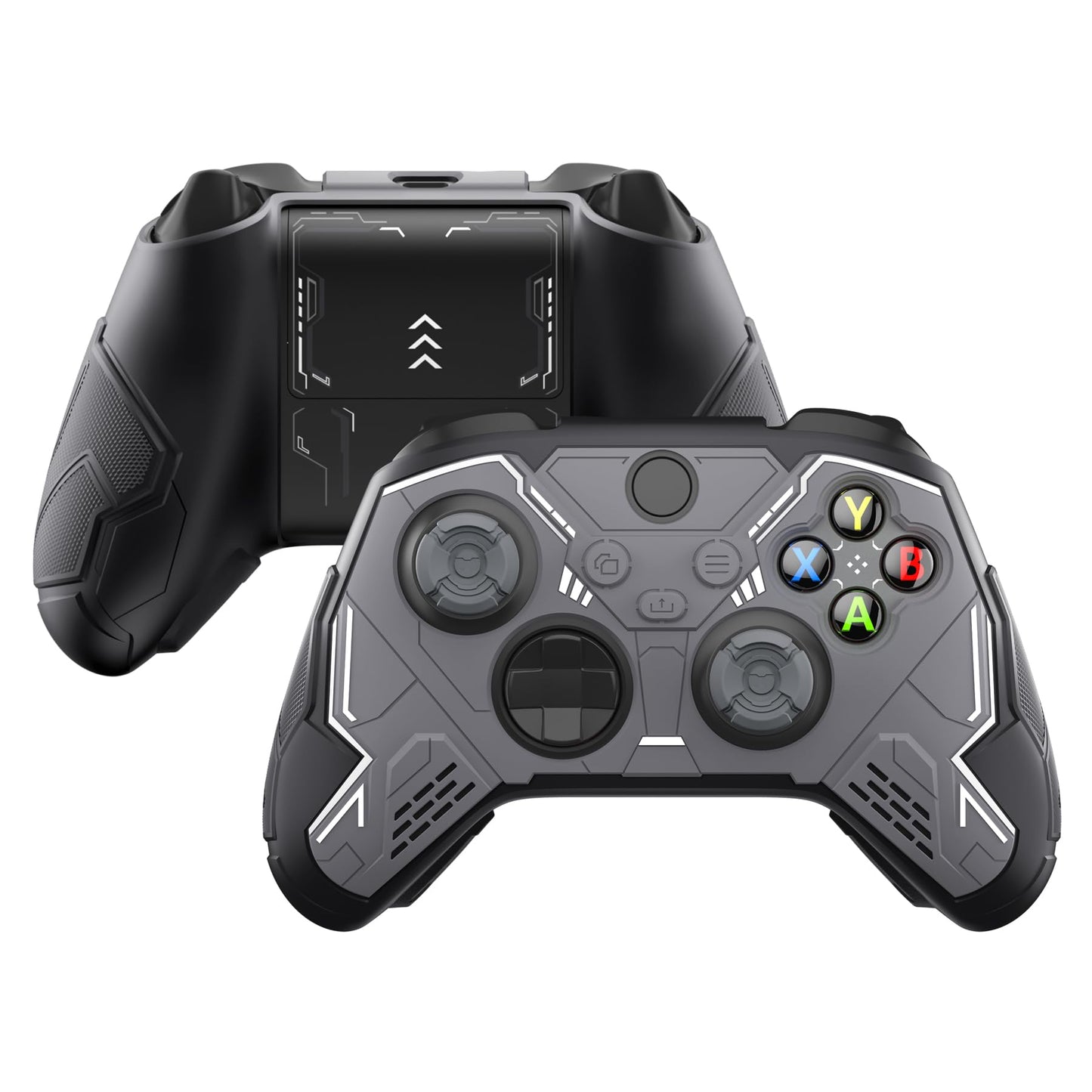 playvital Stellar Mecha Silicone Cover Skin for Xbox Series X/S Controller  Anti-slip Grip Protector with Thumb Grips & Sticker for Xbox Core Wireless Controller - Black & Gunmetal Gray