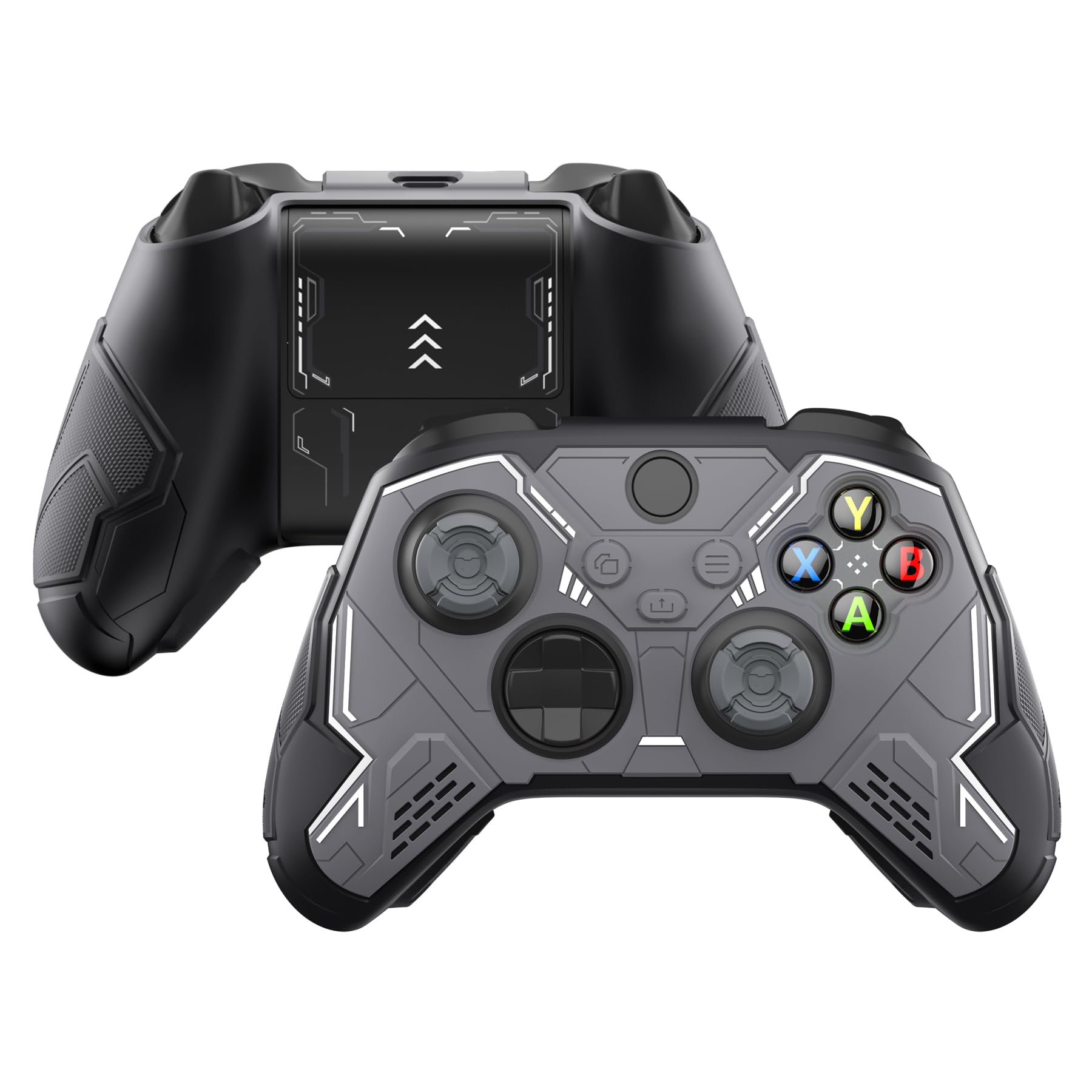 playvital Stellar Mecha Silicone Cover Skin for Xbox Series X/S Controller  Anti-slip Grip Protector with Thumb Grips & Sticker for Xbox Core Wireless Controller - Black & Gunmetal Gray