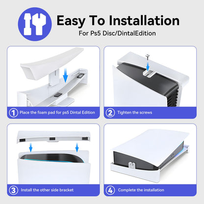 YIBEICO PS5 Horizontal Stand for Disc & Digital Edition Console, White, Model Y587659, Perfect for PS5 Accessories
