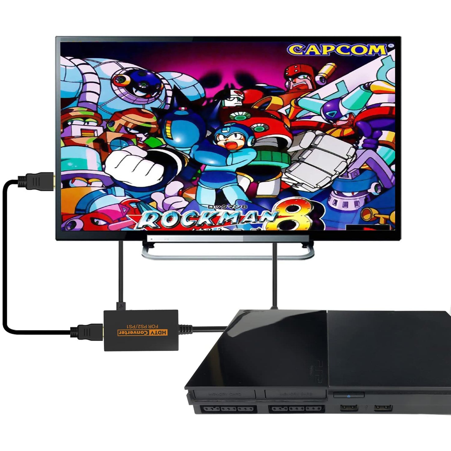 IQIKU PS2 HDMI Adapter - HDMI Converter for PS1/PS2, True RGB Output, 720p/1080p Resolution, Black