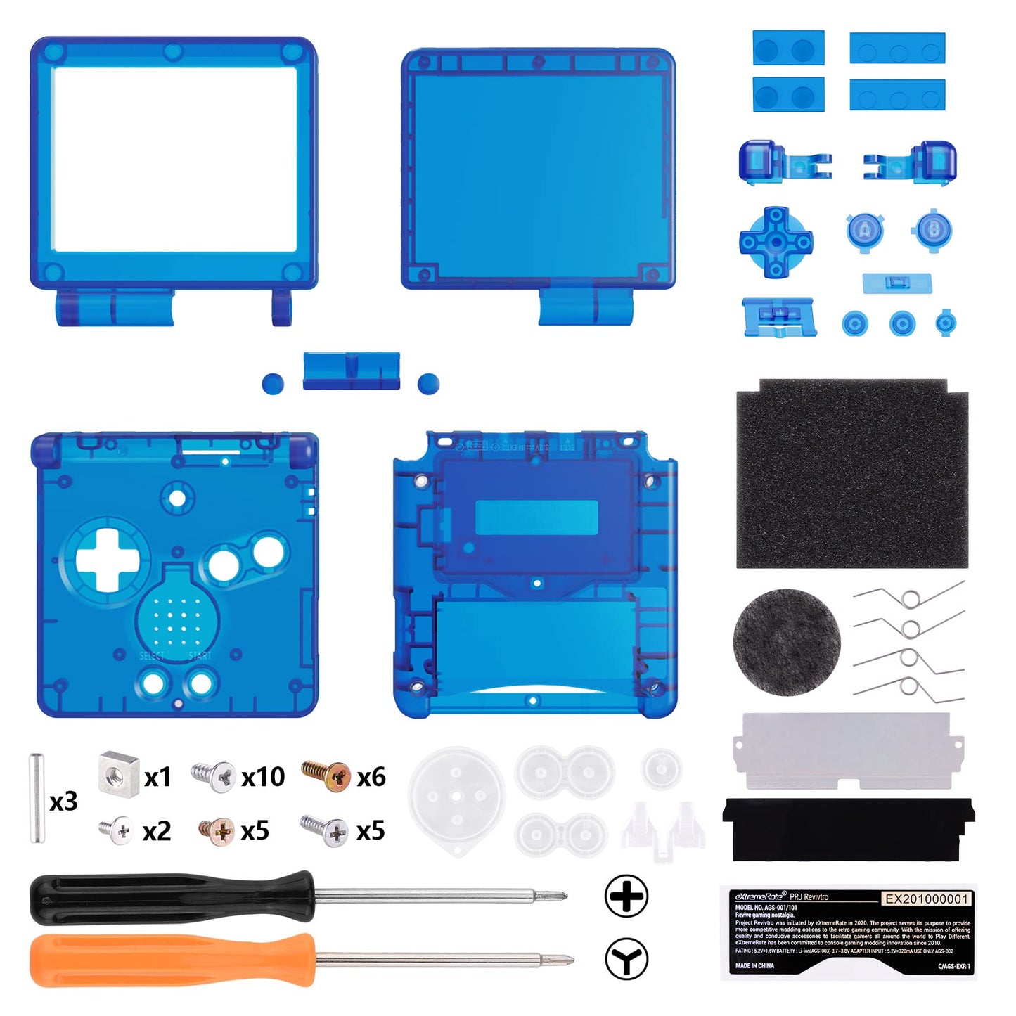 IPS Ready Upgraded eXtremeRate Clear Blue Custom Replacement Housing Shell for Gameboy Advance SP GBA SP - Compatible with Both IPS & Standard LCD - Console & Screen NOT Included