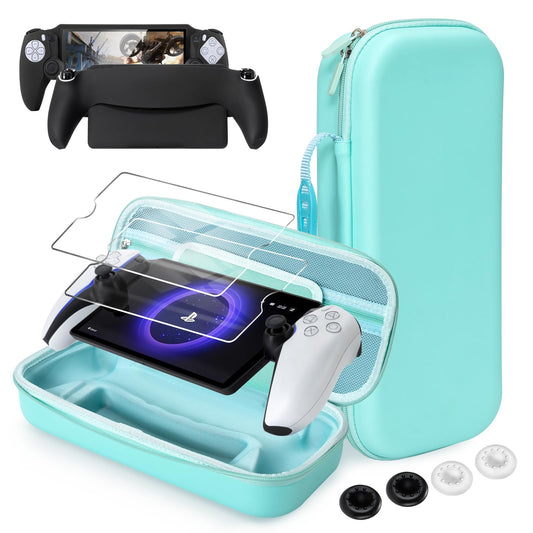 CoBak Hard Carrying Shell Case for PlayStation Portal Remote Player - with 2 Screen Protector  1 Grip Case  4 Thumb Grip Caps  Hard Outer Cover for PS5 Portal  Sage Green
