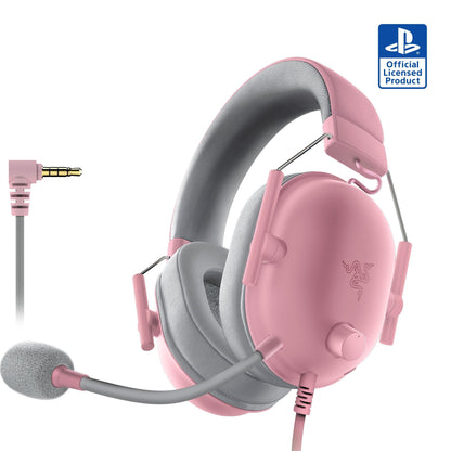 Razer BlackShark V2 X Gaming Headset - 50mm Drivers, Cardioid Mic, Lightweight, Quartz Pink, 3.5mm Jack, For PS5, Xbox Series X