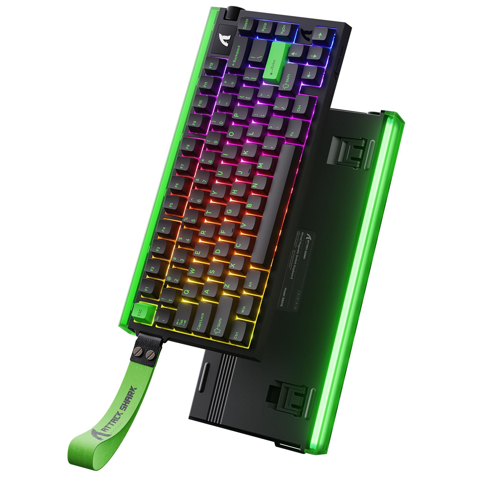 ATTACK SHARK R85 HE Wired 75% Rapid Trigger Mechanical RGB Gaming Keyboard with Custom Lightbox 8KHz Polling Rate 0.005mm RT Accuracy 0.08MS Latency Hall Effect Magnetic Switch Driver for PC-Green