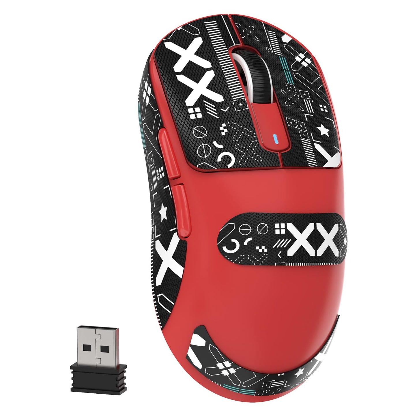 MAMBASNAKE X3 Wireless Gaming Mouse - 49g Ultralight, 26000 DPI, Bluetooth/2.4GHz/Wired, Red&Tape