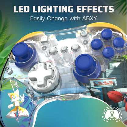 PDP REALMz Wireless Pro Controller for Nintendo Switch - Customizable LED, 40HR Battery, 30FT Connection, Tails Seaside Hill Zone