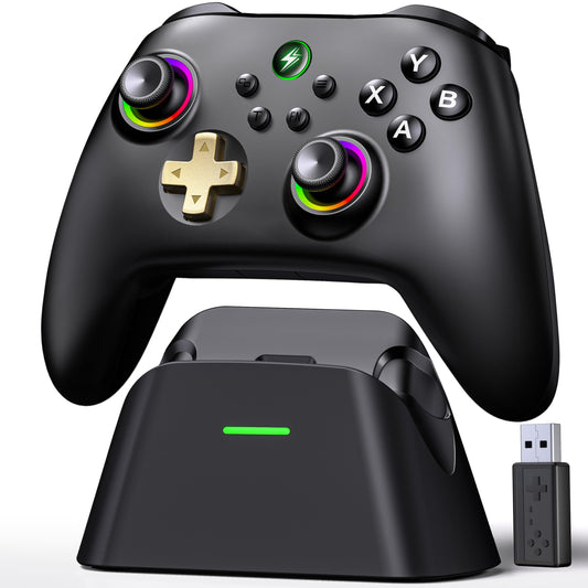 GAMSINGY PC300 Wireless Pro Controller for Windows PC - Hall Effect No-Drift Joysticks  1000Hz  Includes Charging Dock | Compatible with Switch 1/2  Android  iOS | Ergonomic  Programmable RGB Lighting