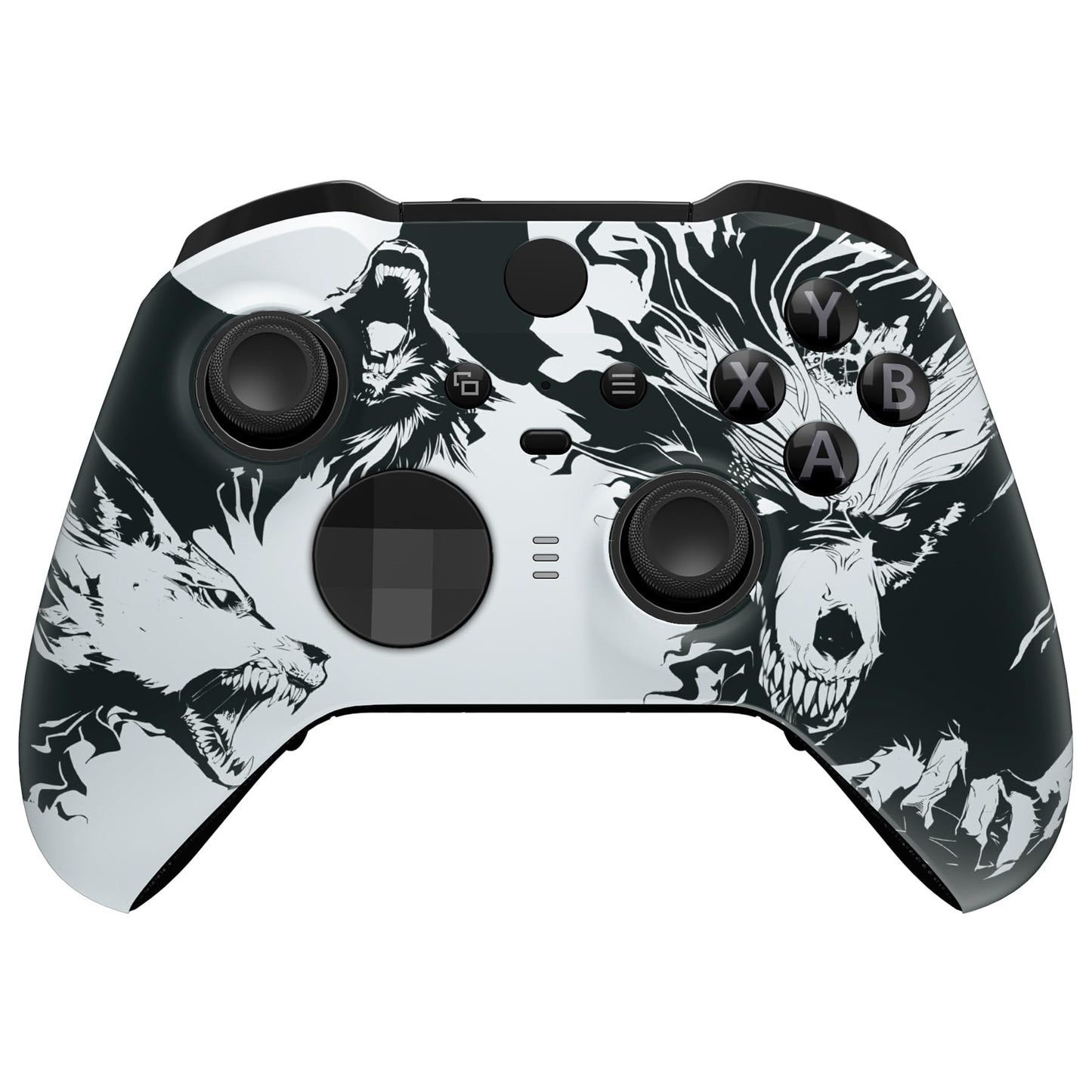 eXtremeRate New Wolve Soul Replacement Faceplate for One Elite Controller Series 2 (Model 1797)  Soft Touch Front Housing Shell & Accent Rings for Elite Series 2 Core Controller