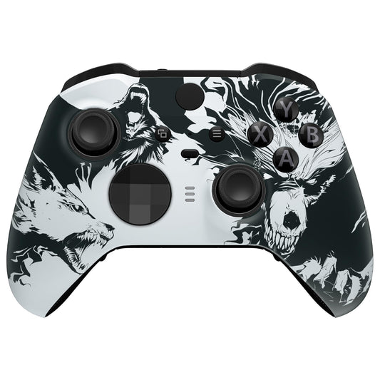 eXtremeRate New Wolve Soul Replacement Faceplate for One Elite Controller Series 2 (Model 1797)  Soft Touch Front Housing Shell & Accent Rings for Elite Series 2 Core Controller