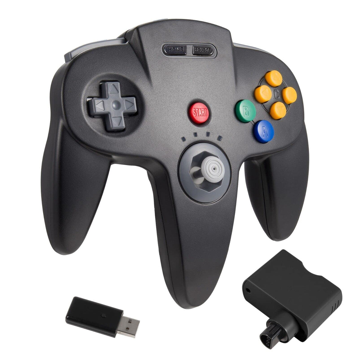 KIWITATA N64 Wireless Controller for Switch Games  2.4GHZ Wireless N64 Remote Game Pad Joystick Controller Compatible with N64  Switch/Switch Lite/Switch OLED  MAC  PC Windows 7 8 10 11 Black