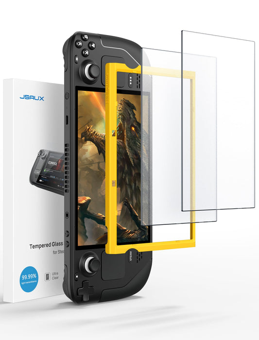 JSAUX 2-Pack Anti Glare Screen Protector for Steam Deck  9H Hardness Matte Tempered Glass for Steam Deck OLED with Guiding Frame  Scratch Resistant  Comes with Toolkits