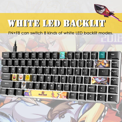 LexonElec AK33 Portable Mechanical Gaming Keyboard, Hot-Swappable 82 Keys, Red Switch, White Backlit, Black PBT Keycaps