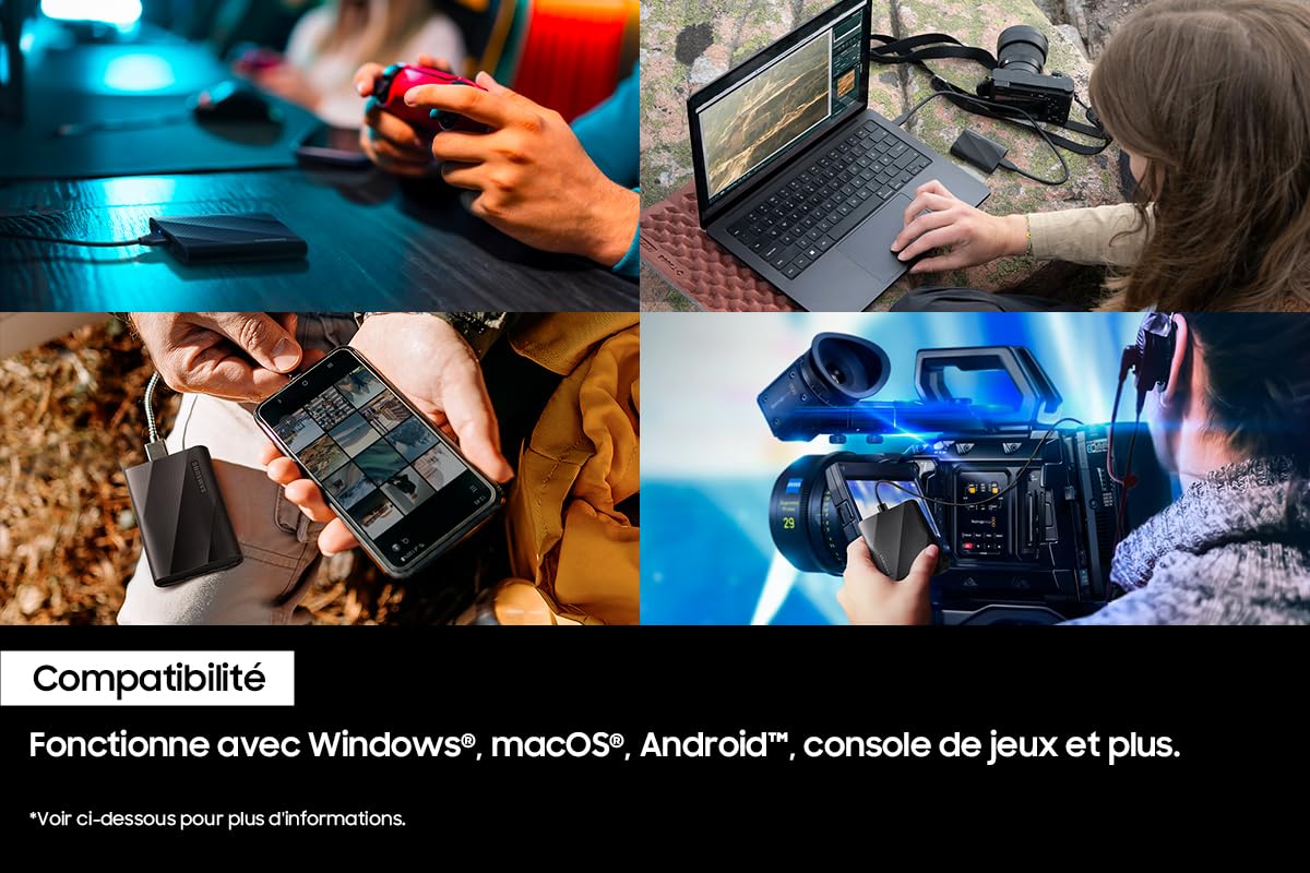 Samsung T9 Portable SSD 2TB, USB 3.2 Gen 2x2, Black, Up to 2,000MB/s, Drop Resistant, Model MU-PG2T0