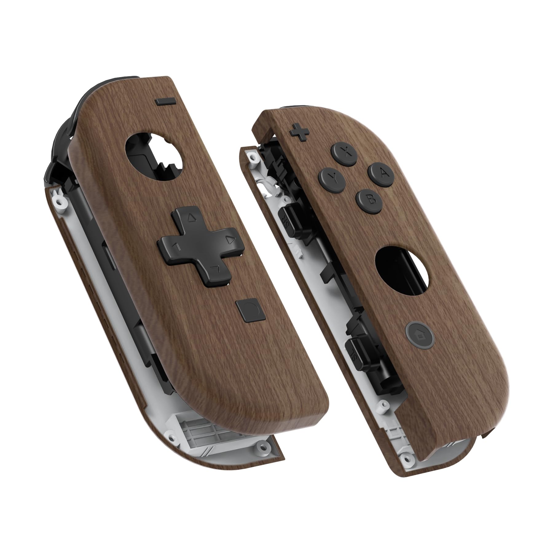 eXtremeRate Wood Grain Soft Touch Joycon Handheld Controller Housing (D-Pad Version) w/Full Buttons, DIY Replacement Shell Case 
