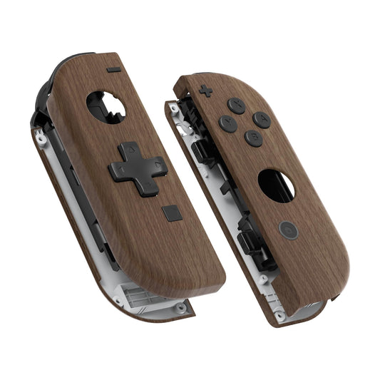 eXtremeRate Wood Grain Soft Touch Joycon Handheld Controller Housing (D-Pad Version) w/Full Buttons, DIY Replacement Shell Case 