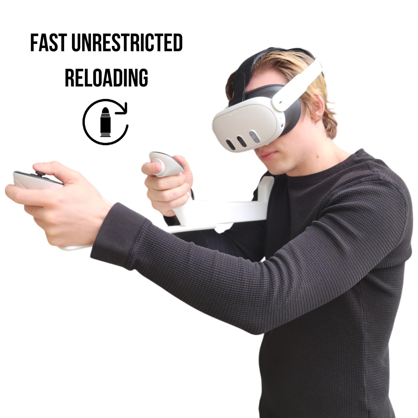 iStock Pro VR Gunstock - Lightweight Stabilizer for Meta Quest 2/3 - Left Hand, White