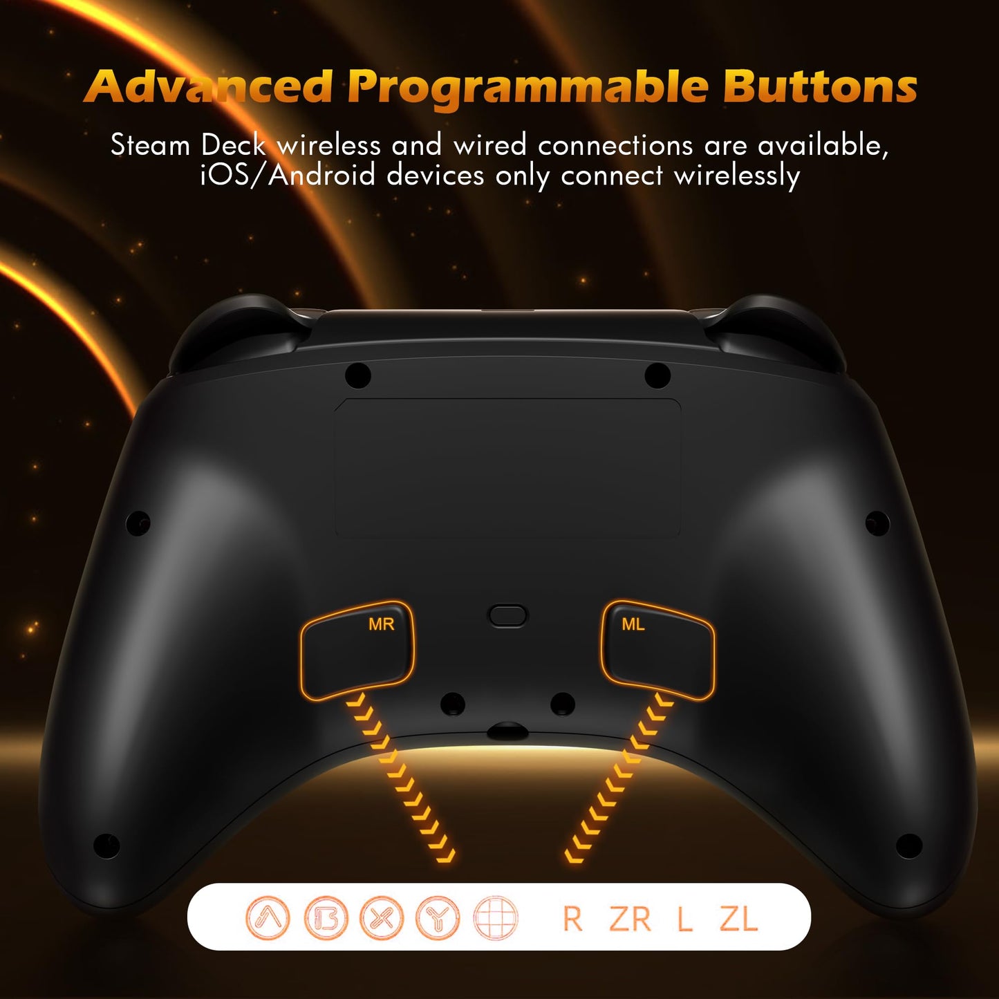 Mytrix Gold Wireless Switch Controller, Pro Controller with Turbo, Motion, Vibration, Joystick RGB, Model: ns-gold