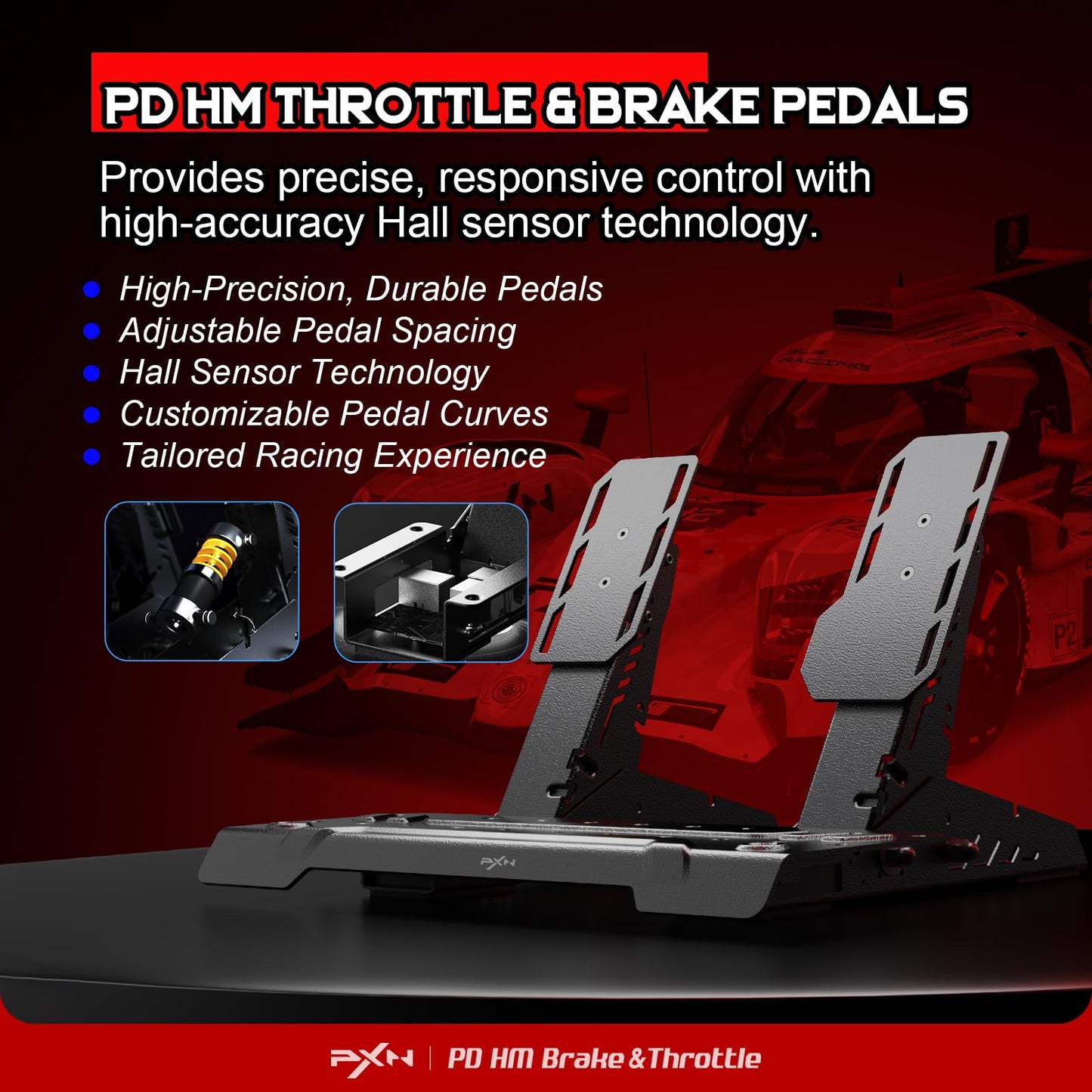 PXN V10 Ultra Gaming Steering Wheel & Pedals, 3.2Nm Force Feedback, 10.6-inch Rim, Black, Compatible with Xbox, PS4, and PC