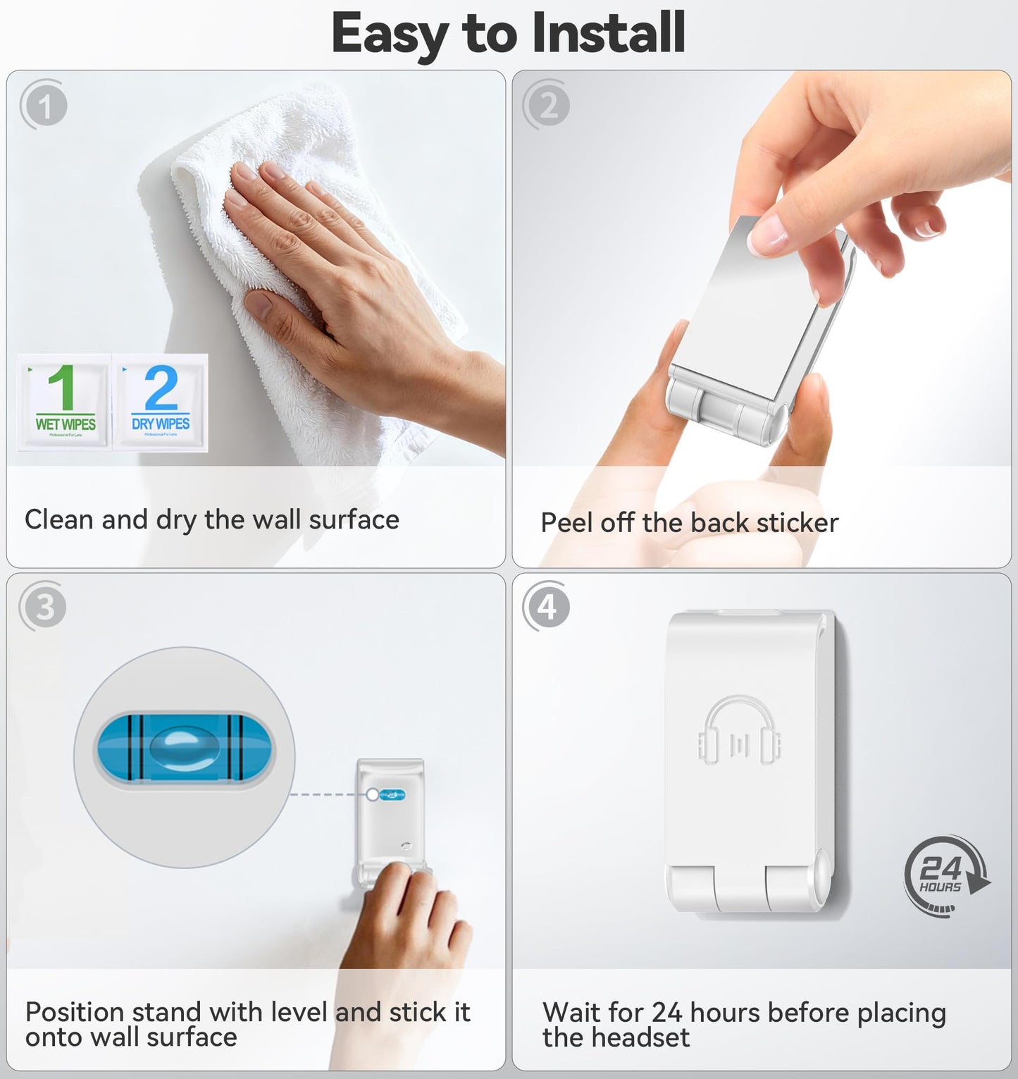 Kosker Headphone Stand Wall Mount, Gaming Headset Hook Hanger, White, 1 Pack, Essential Video Game Accessories for Office & Home