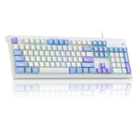 Creamy Keyboards K2 MageGee Classic Keyboard Wired RGB Backlit 104 Waterproof Ergonomic Keyboard PC Keyboards for PC/loptop/MAC - Lris Violet