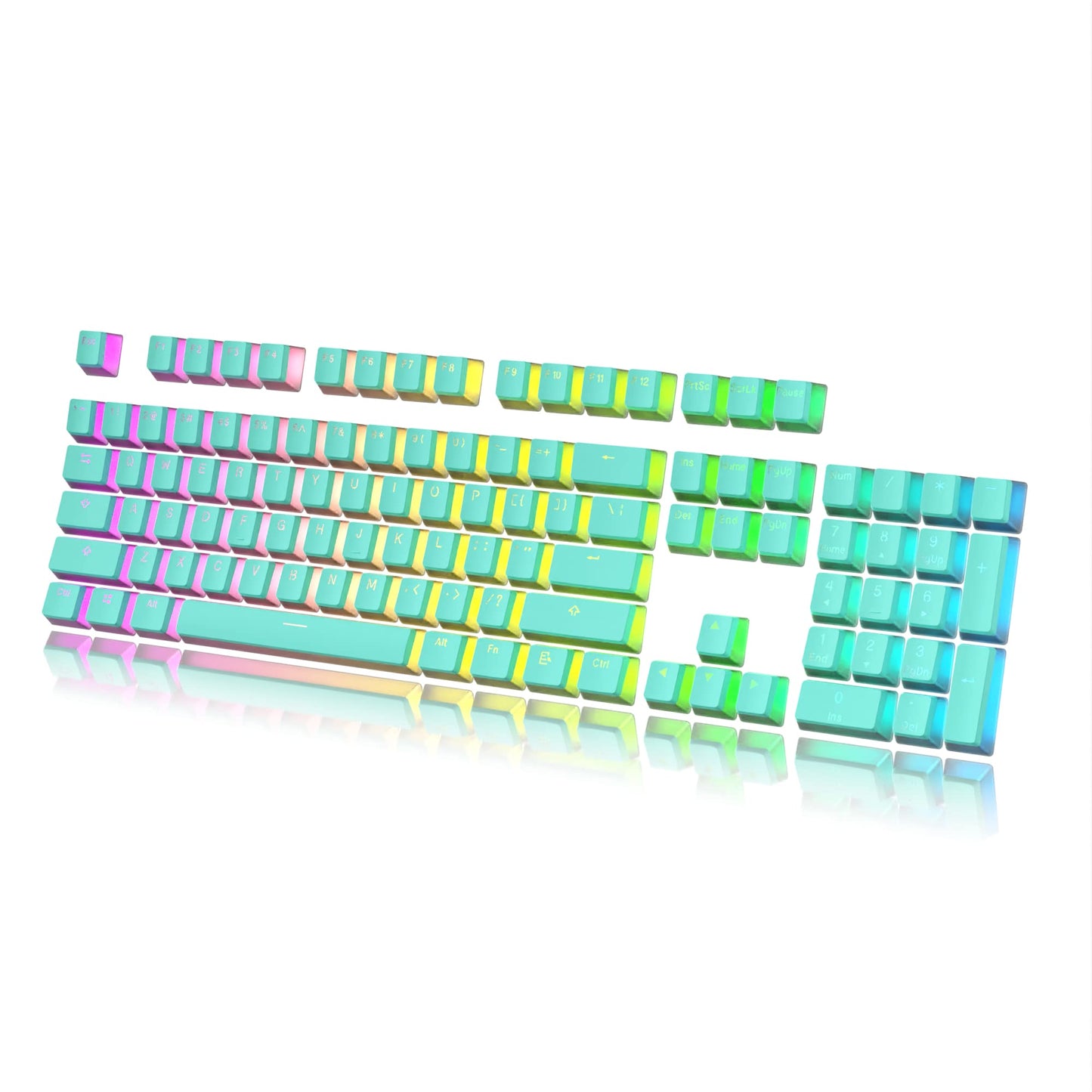 HK Gaming Pudding Keycaps Set | Doubleshot PBT Keycap Set | Full 108 OEM Profile Key Set | ANSI US-Layout | for Mechanical Keyboard | Compatible with Cherry MX  Gateron  Kailh  Outemu | Blue