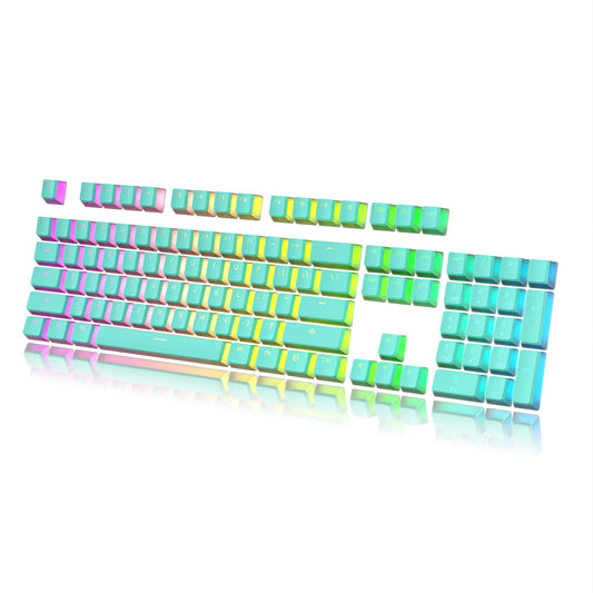 HK Gaming Pudding Keycaps Set | Doubleshot PBT Keycap Set | Full 108 OEM Profile Key Set | ANSI US-Layout | for Mechanical Keyboard | Compatible with Cherry MX  Gateron  Kailh  Outemu | Blue
