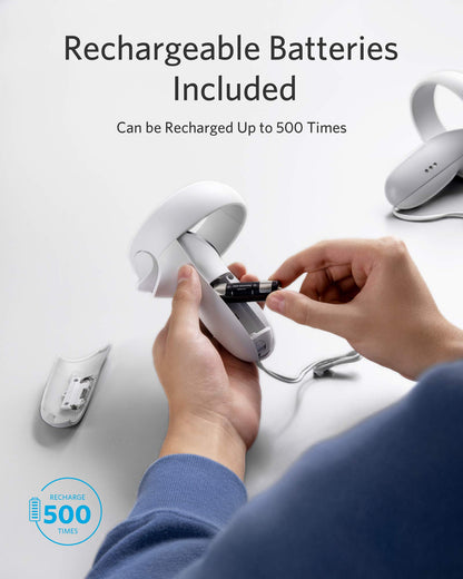 Anker Oculus Quest 2 Charging Dock - Certified Stand with Controller Mount, 2 Rechargeable Batteries, USB-C Charger, White