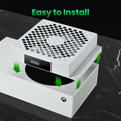 DEPGI Cooling Fan for Xbox Series S - Automatic Speed Adjustment, LED Display, Low Noise, RGB LED, White