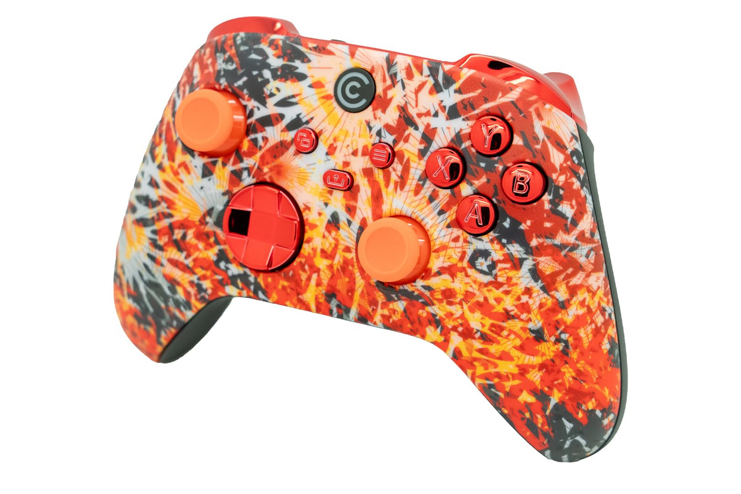 Custom Controllerzz Wireless Controller for Xbox & PC - Solar Flare & Red Chrome Inserts