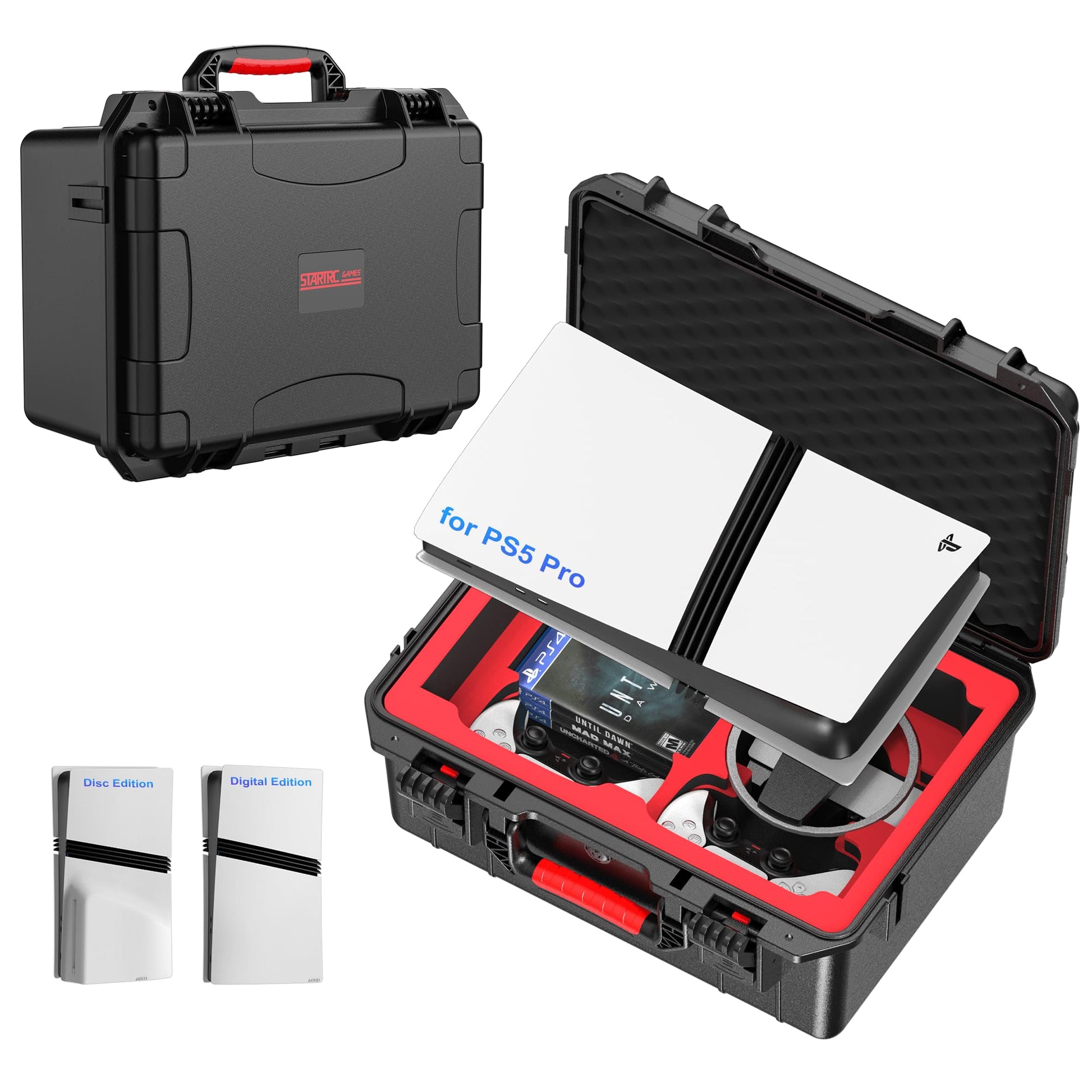 Carrying Case Compatible with PS5 Pro  Hard Shell Tpartyl Protective Case for Playstation 5 Pro Discs/Digital Edition Console  Controllers  Charging Station  Vertical Base and PS5 Game Accessories