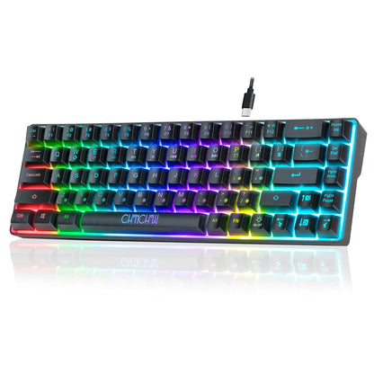 CHONCHOW 60% Gaming LED Keyboard RGB - 68 Keys, Mechanical Switch Feel, Wired, Compact Size, PC/Mac/Xbox/PS Compatible