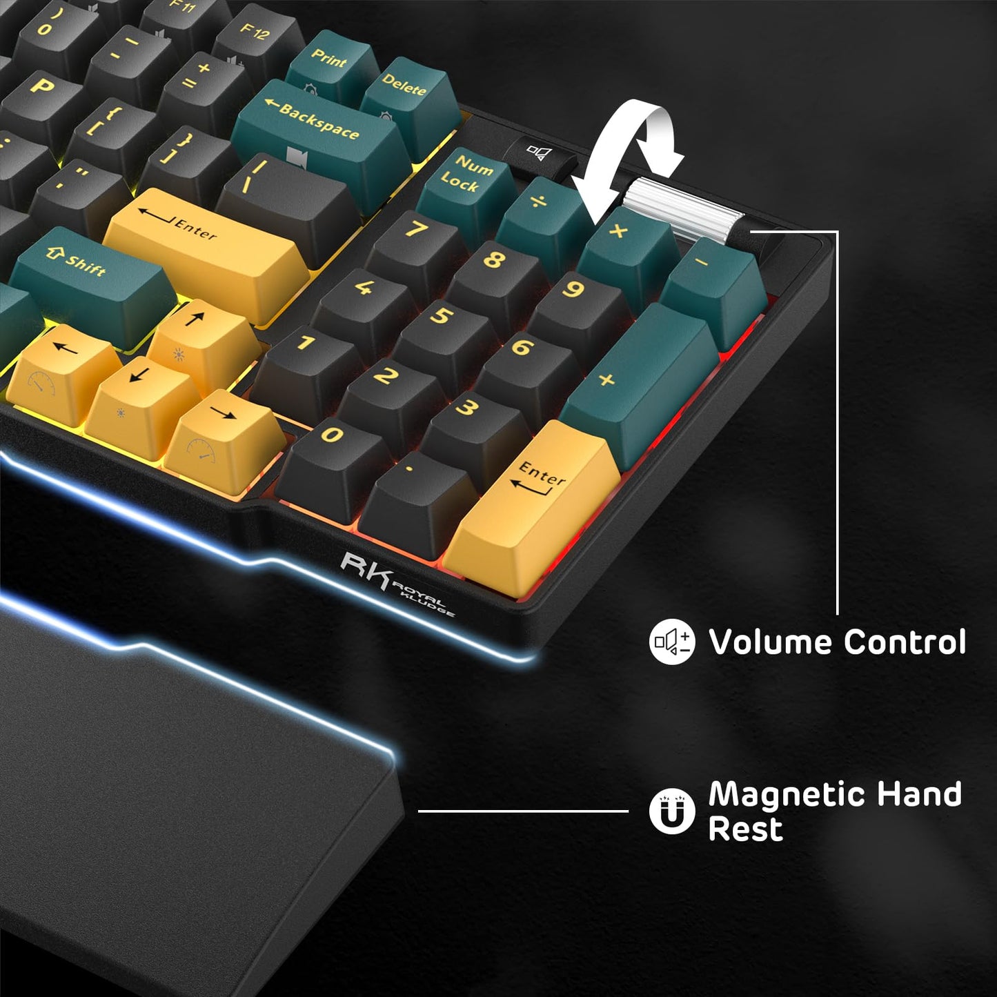 RK ROYAL KLUDGE RK96 90% Wireless Mechanical Keyboard - Hot Swappable, RGB, Volume Control, Linear Viridian Switch, Marrs Green